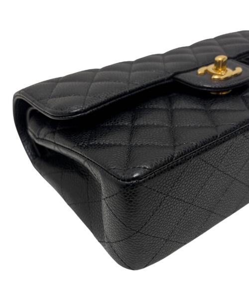 CHANEL（シャネル）CHANEL (シャネル) Wフラップショルダーバッグ ブラック×ゴールド金具 サイズ:23の古着・服飾アイテム