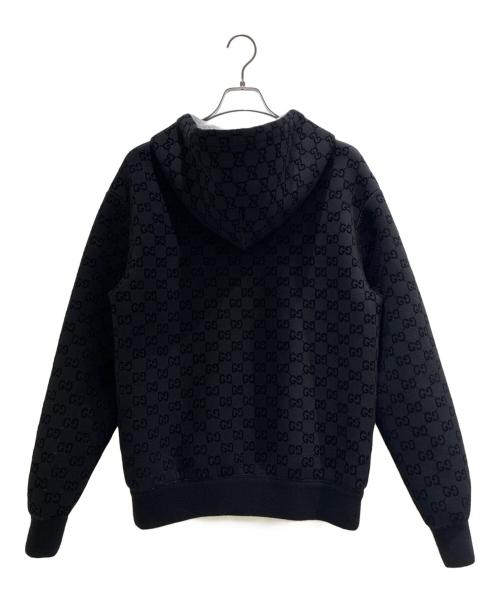 GUCCI（グッチ）GUCCI (グッチ) プリント ジャージー ジップ スウェットシャツ ブラック サイズ:XSの古着・服飾アイテム