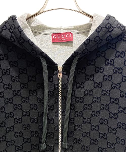 GUCCI（グッチ）GUCCI (グッチ) プリント ジャージー ジップ スウェットシャツ ブラック サイズ:XSの古着・服飾アイテム