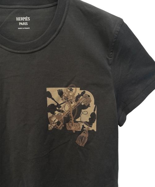 HERMES（エルメス）HERMES (エルメス) カルトゥッシュ/半袖Tシャツ ブラック サイズ:38の古着・服飾アイテム