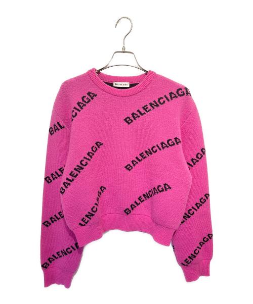BALENCIAGA（バレンシアガ）BALENCIAGA (バレンシアガ) オールオバーロゴニット ピンク サイズ:36の古着・服飾アイテム