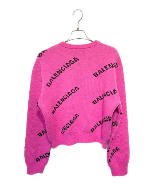 BALENCIAGA（バレンシアガ）BALENCIAGA (バレンシアガ) オールオバーロゴニット ピンク サイズ:36の古着・服飾アイテム