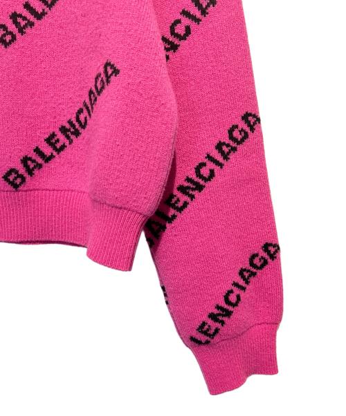 BALENCIAGA（バレンシアガ）BALENCIAGA (バレンシアガ) オールオバーロゴニット ピンク サイズ:36の古着・服飾アイテム