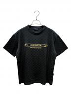 LOUIS VUITTONルイ ヴィトン）の古着「エンベリッシュド ダミエ ピケ クルーネック 半袖Tシャツ」｜ブラック