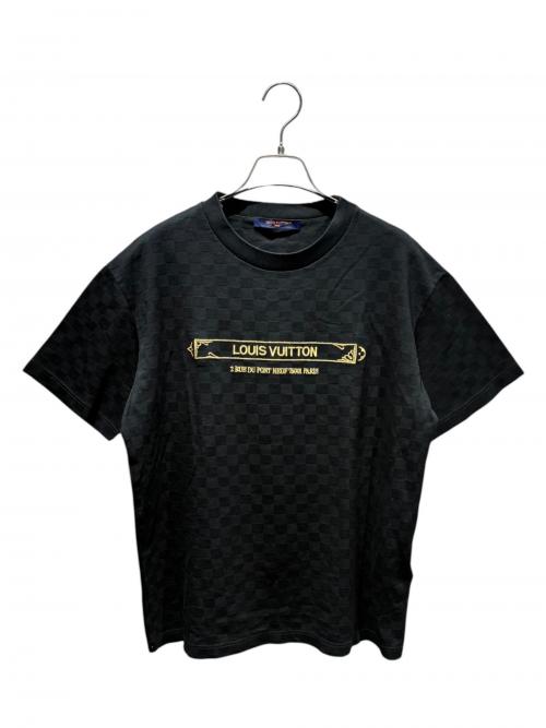 LOUIS VUITTON（ルイ ヴィトン）LOUIS VUITTON (ルイ ヴィトン) エンベリッシュド ダミエ ピケ クルーネック 半袖Tシャツ ブラック サイズ:Mの古着・服飾アイテム