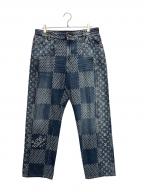 LOUIS VUITTONルイ ヴィトン）の古着「Giant Damier Waves MNGM Denim Pants」｜インディゴ
