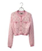 CHANELシャネル）の古着「ココマーク ロゴ ラインストーンボタンボレロカーディガン」｜ピンク