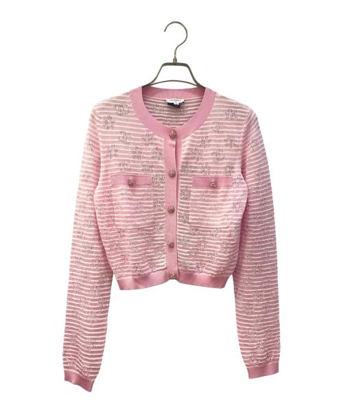 CHANEL（シャネル）CHANEL (シャネル) ココマーク ロゴ ラインストーンボタンボレロカーディガン ピンク サイズ:36の古着・服飾アイテム