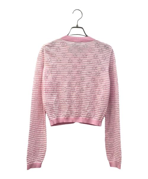 CHANEL（シャネル）CHANEL (シャネル) ココマーク ロゴ ラインストーンボタンボレロカーディガン ピンク サイズ:36の古着・服飾アイテム