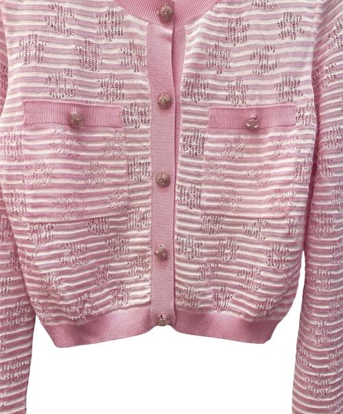 CHANEL（シャネル）CHANEL (シャネル) ココマーク ロゴ ラインストーンボタンボレロカーディガン ピンク サイズ:36の古着・服飾アイテム