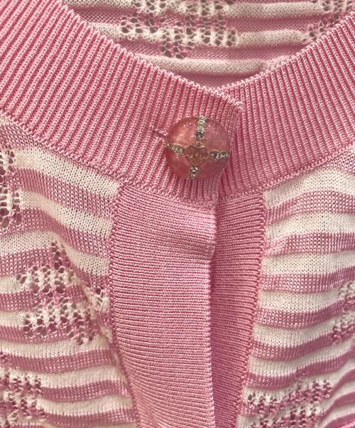 CHANEL（シャネル）CHANEL (シャネル) ココマーク ロゴ ラインストーンボタンボレロカーディガン ピンク サイズ:36の古着・服飾アイテム