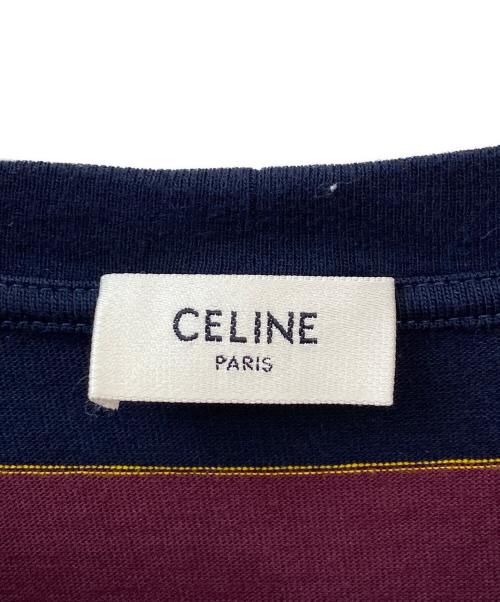 CELINE（セリーヌ）CELINE (セリーヌ) トリオンフストライプレギュラーTシャツ レッド×ブラック サイズ:XLの古着・服飾アイテム
