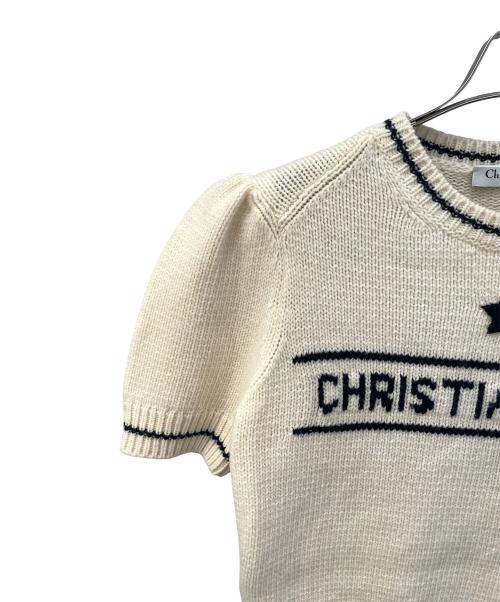 Christian Dior（クリスチャン ディオール）Christian Dior (クリスチャン ディオール) カシミアブレンドショートスリーブニット ホワイト サイズ:38の古着・服飾アイテム