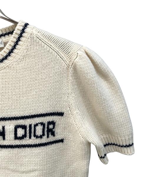 Christian Dior（クリスチャン ディオール）Christian Dior (クリスチャン ディオール) カシミアブレンドショートスリーブニット ホワイト サイズ:38の古着・服飾アイテム
