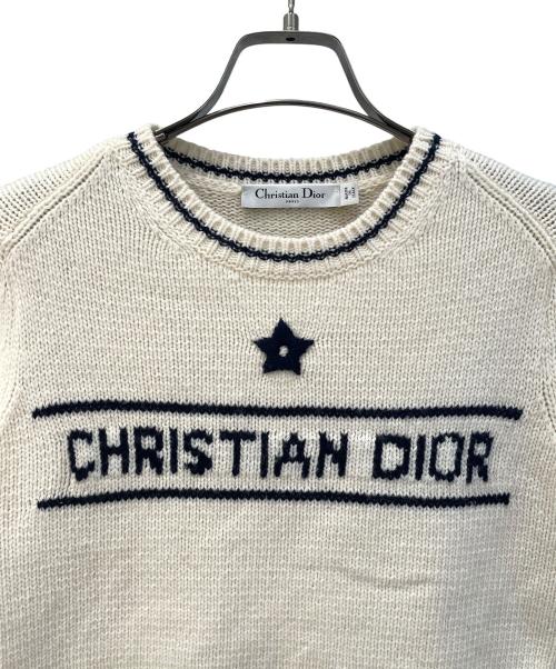 Christian Dior（クリスチャン ディオール）Christian Dior (クリスチャン ディオール) カシミアブレンドショートスリーブニット ホワイト サイズ:38の古着・服飾アイテム