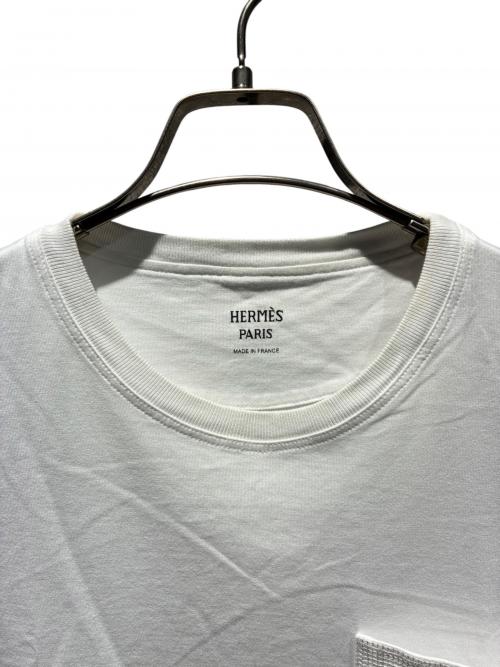 HERMES（エルメス）HERMES (エルメス) Hロゴ刺繍ポケットTシャツ ホワイト サイズ:38の古着・服飾アイテム