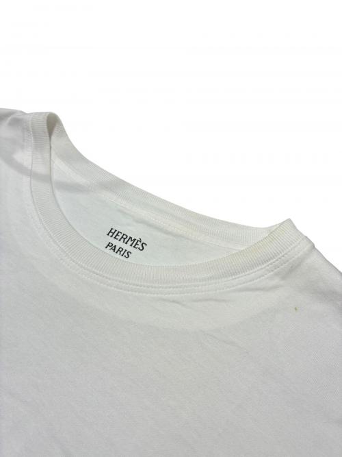 HERMES（エルメス）HERMES (エルメス) Hロゴ刺繍ポケットTシャツ ホワイト サイズ:38の古着・服飾アイテム