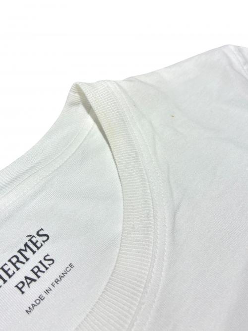 HERMES（エルメス）HERMES (エルメス) Hロゴ刺繍ポケットTシャツ ホワイト サイズ:38の古着・服飾アイテム
