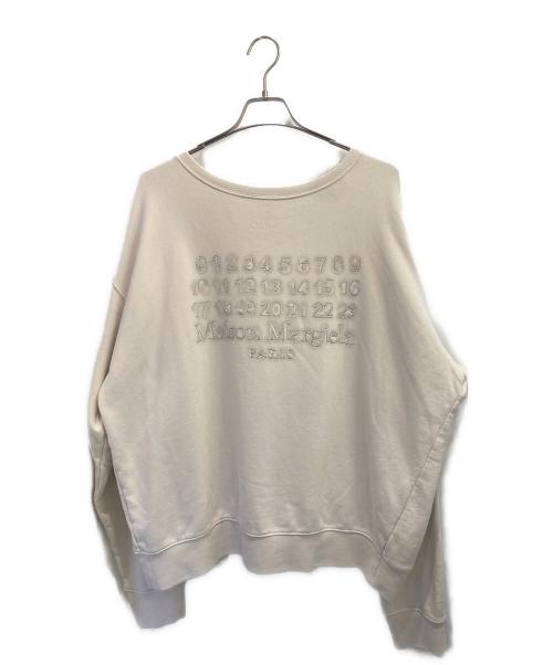 Maison Margiela（メゾンマルジェラ）Maison Margiela (メゾンマルジェラ) EMBROIDERED LOGO CREWNECK SWEATSHIRT ホワイト サイズ:XSの古着・服飾アイテム