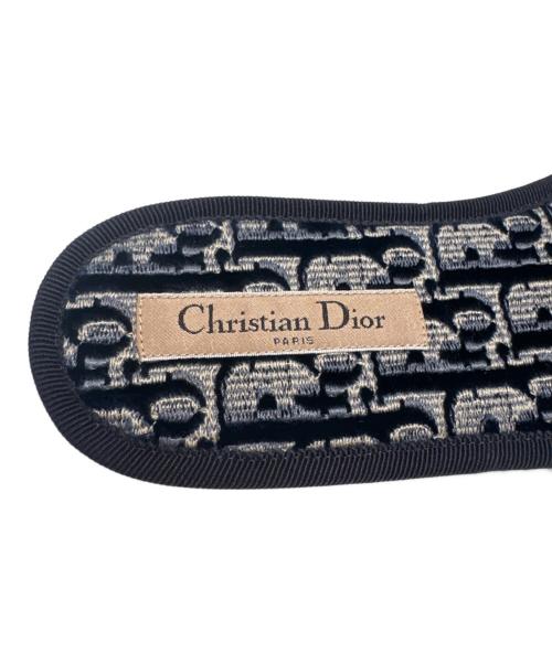 Christian Dior（クリスチャン ディオール）Christian Dior (クリスチャン ディオール) オブリークジャガードスリッパサンダル ネイビー サイズ:37の古着・服飾アイテム