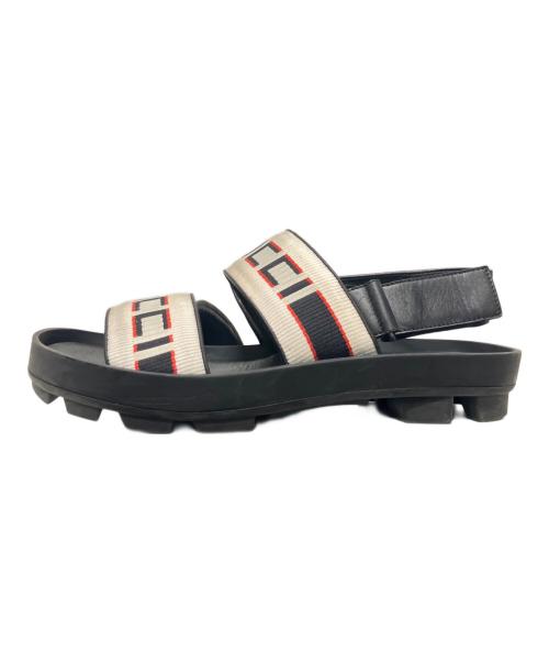 GUCCI（グッチ）GUCCI (グッチ) ロゴバンドサンダル ブラック サイズ:8の古着・服飾アイテム
