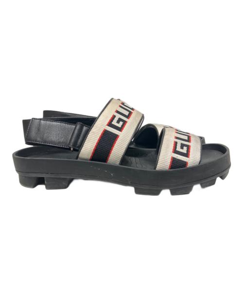 GUCCI（グッチ）GUCCI (グッチ) ロゴバンドサンダル ブラック サイズ:8の古着・服飾アイテム