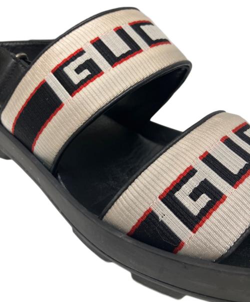 GUCCI（グッチ）GUCCI (グッチ) ロゴバンドサンダル ブラック サイズ:8の古着・服飾アイテム