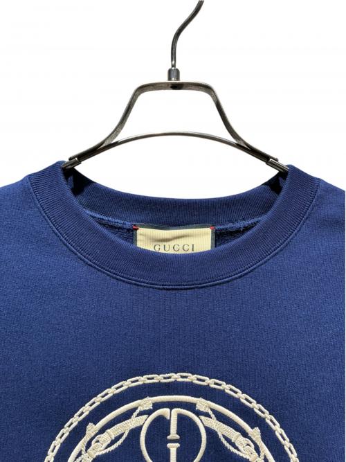 GUCCI（グッチ）GUCCI (グッチ) ホースロゴ刺繍スウェット ブルー サイズ:Sの古着・服飾アイテム