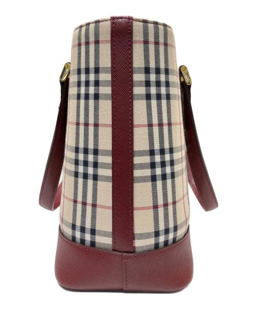 BURBERRY（バーバリー）BURBERRY (バーバリー) ノバチェックハンドバッグ レッド×ベージュ サイズ:-の古着・服飾アイテム