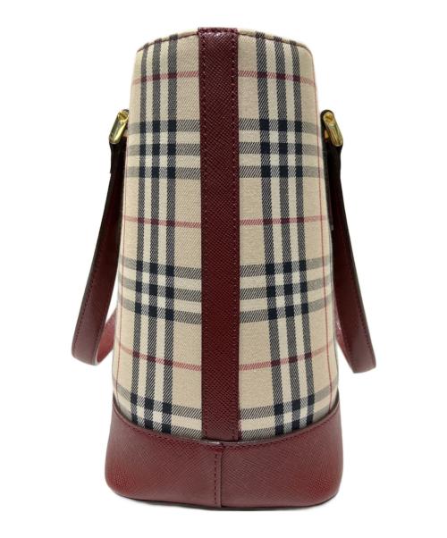 BURBERRY（バーバリー）BURBERRY (バーバリー) ノバチェックハンドバッグ レッド×ベージュ サイズ:-の古着・服飾アイテム