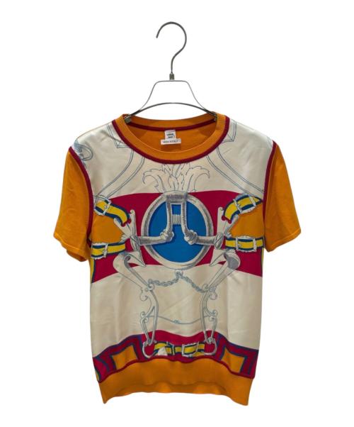 HERMES（エルメス）HERMES (エルメス) シルクツイルレーヌ セーター オレンジ サイズ:34の古着・服飾アイテム