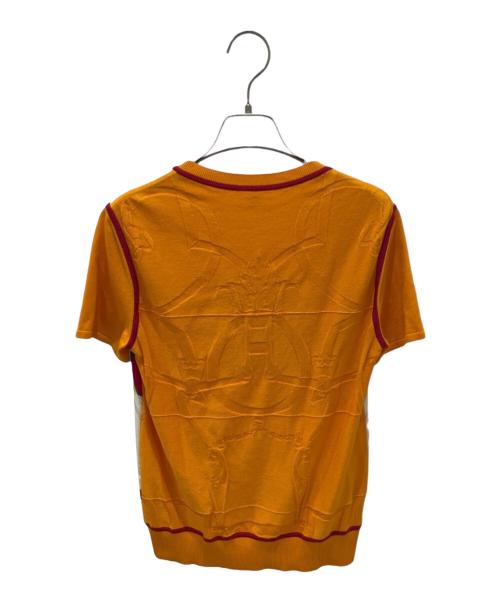 HERMES（エルメス）HERMES (エルメス) シルクツイルレーヌ セーター オレンジ サイズ:34の古着・服飾アイテム
