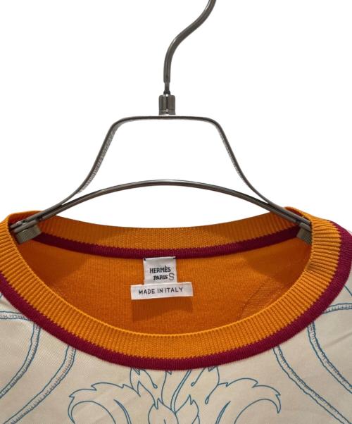 HERMES（エルメス）HERMES (エルメス) シルクツイルレーヌ セーター オレンジ サイズ:34の古着・服飾アイテム