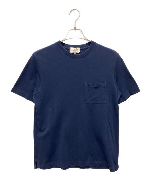 HERMES（エルメス）HERMES (エルメス) H刺繍ポケットTシャツ ネイビー サイズ:Ｓの古着・服飾アイテム
