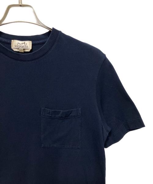 HERMES（エルメス）HERMES (エルメス) H刺繍ポケットTシャツ ネイビー サイズ:Ｓの古着・服飾アイテム