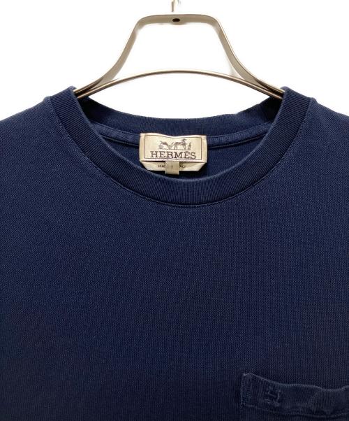 HERMES（エルメス）HERMES (エルメス) H刺繍ポケットTシャツ ネイビー サイズ:Ｓの古着・服飾アイテム
