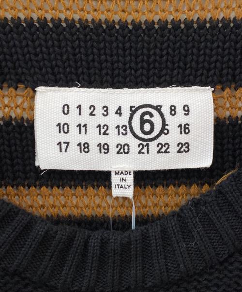 MM6 Maison Margiela（エムエムシックスメゾンマルジェラ）MM6 Maison Margiela (エムエムシックスメゾンマルジェラ) ダメージ加工ボーダーニット ブラウン サイズ:Lの古着・服飾アイテム