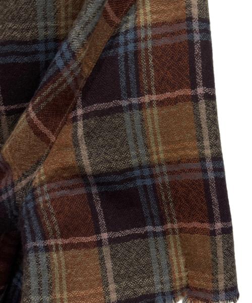 Saint Laurent Paris（サンローランパリ）Saint Laurent Paris (サンローランパリ) ロゴ刺繍カットオフチェックシャツ ブラウン サイズ:XLの古着・服飾アイテム