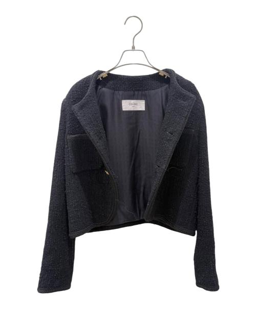 CELINE（セリーヌ）CELINE (セリーヌ) シャスールジャケット / ブクレツイード ブラック サイズ:36の古着・服飾アイテム
