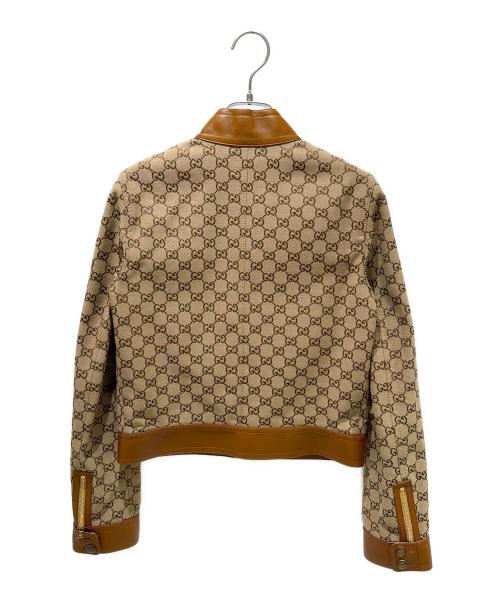 GUCCI（グッチ）GUCCI (グッチ) Leather-Trimmed GG Canvas/レザー トリム GGキャンバス/681034 Z8AV6 ベージュ サイズ:36の古着・服飾アイテム