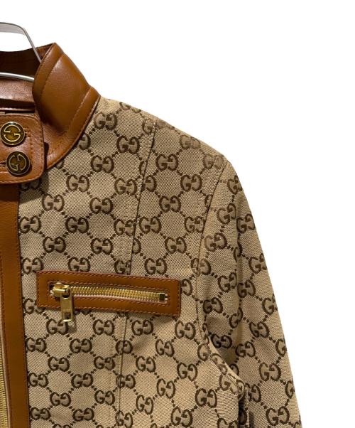 GUCCI（グッチ）GUCCI (グッチ) Leather-Trimmed GG Canvas/レザー トリム GGキャンバス/681034 Z8AV6 ベージュ サイズ:36の古着・服飾アイテム