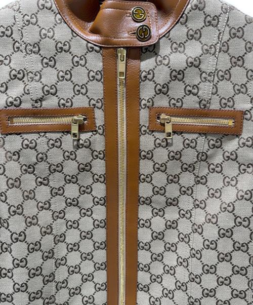 GUCCI（グッチ）GUCCI (グッチ) Leather-Trimmed GG Canvas/レザー トリム GGキャンバス/681034 Z8AV6 ベージュ サイズ:36の古着・服飾アイテム
