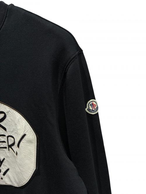 MONCLER（モンクレール）MONCLER (モンクレール) レザーワッペンスウェット ブラック サイズ:Mの古着・服飾アイテム