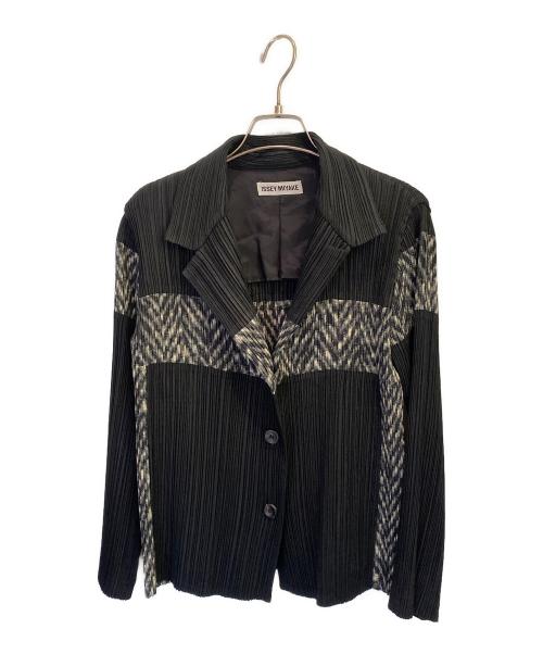 ISSEY MIYAKE（イッセイミヤケ）ISSEY MIYAKE (イッセイミヤケ) 切替プリーツジャケット ブラック サイズ:Mの古着・服飾アイテム