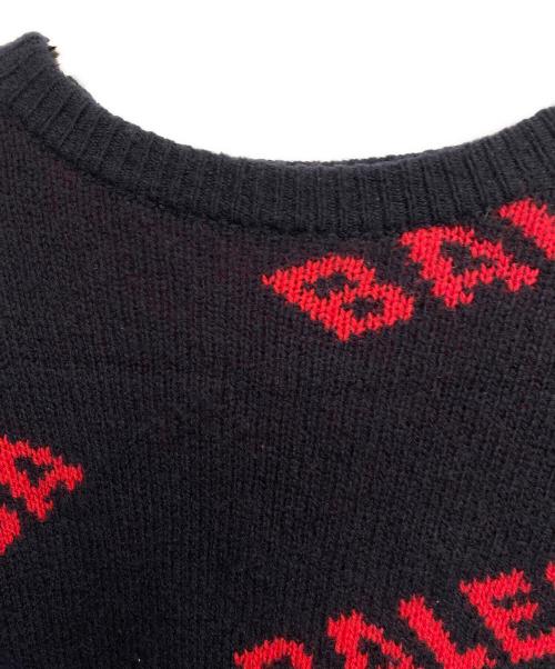 BALENCIAGA（バレンシアガ）BALENCIAGA (バレンシアガ) オールオーバーロゴニット ネイビー×レッド サイズ:Mの古着・服飾アイテム
