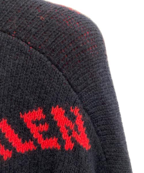BALENCIAGA（バレンシアガ）BALENCIAGA (バレンシアガ) オールオーバーロゴニット ネイビー×レッド サイズ:Mの古着・服飾アイテム