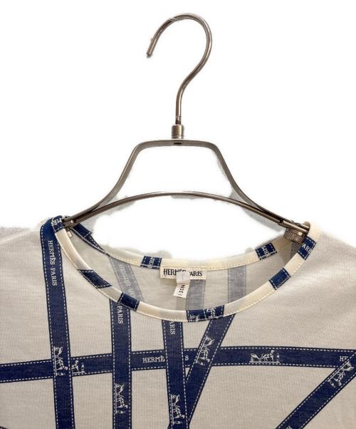 HERMES（エルメス）HERMES (エルメス) リボンプリントカットソー ホワイト サイズ:Lの古着・服飾アイテム