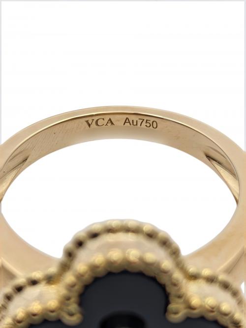 VAN CLEEF & ARPELS（ヴァンクリーフ＆アーペル）VAN CLEEF & ARPELS Vintage Alhambra Ring, 18K yellow gold, onyx, Diamond, ヴィンテージ アルハンブラ リング オニキス ダイヤモンド サイズ:49（9号）の古着・服飾アイテム