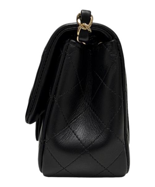 CHANEL（シャネル）CHANEL (シャネル) シングルフラップチェーンショルダーバッグ ブラック×ゴールド金具 サイズ:ミニ/mini/16cmの古着・服飾アイテム