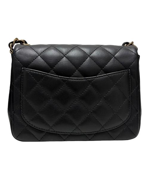 CHANEL（シャネル）CHANEL (シャネル) シングルフラップチェーンショルダーバッグ ブラック×ゴールド金具 サイズ:ミニ/mini/16cmの古着・服飾アイテム